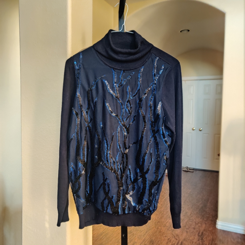 Joseph A Embellished Blue Sweater